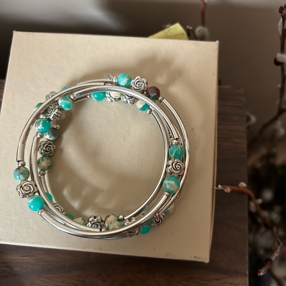 Turquoise Beaded Silver-Accent Women’s Wrap Bracelet - Picture 3 of 3